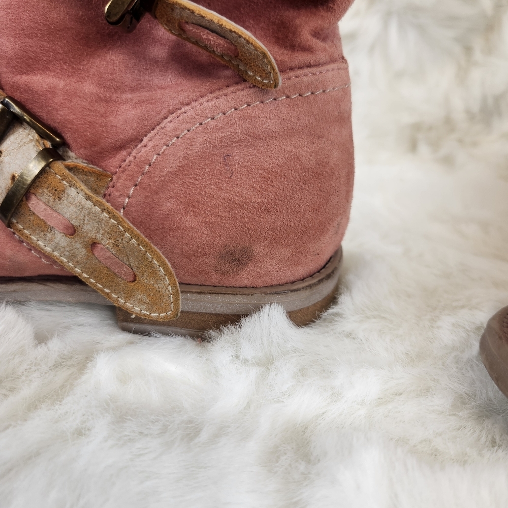 Sundance Suede Zip-Up Gold Buckle Booties - Picture 6 of 16